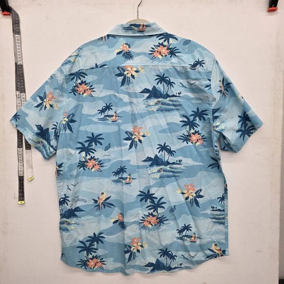 Quicksilver Blue Tropical Hawaiian  Button Down Shirt Mens Size XXL - Picture 2 of 7